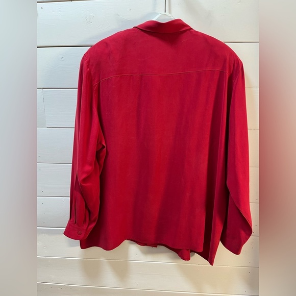 ❣️ADDITION ELLE VINTAGE – Red Silk Blouse with Shoulder Pads – Size 3X - Picture 5 of 8